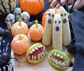 fruit made to look like halloween items